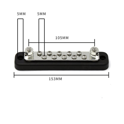 10 Way Power Distribution Bus Bar 10 บิตกล่องกระจายเดี่ยวสำหรับรถยนต์/RV/เรือ, 10-bit