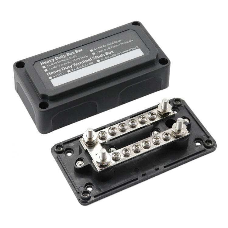 Max DC 48V 100A Heavy-Duty การออกแบบโมดูล Bus Bar 4 M6 / 12 M4 Terminal Studs กล่อง Busbar สำหรับรถยนต์/RV/เรือ, 100A