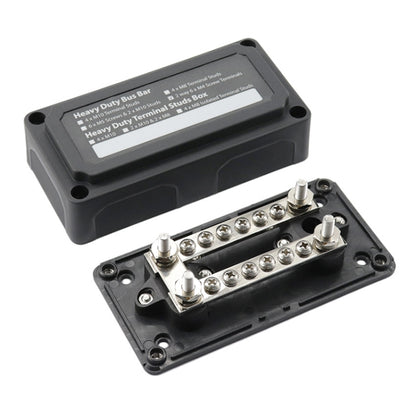 Max DC 48V 100A Heavy-Duty การออกแบบโมดูล Bus Bar 4 M6 / 12 M4 Terminal Studs กล่อง Busbar สำหรับรถยนต์/RV/เรือ, 100A