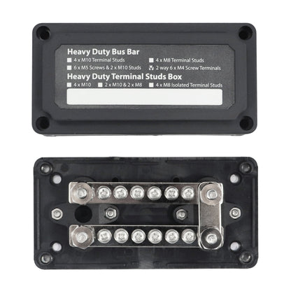 Max DC 48V 100A Heavy-Duty การออกแบบโมดูล Bus Bar 4 M6 / 12 M4 Terminal Studs กล่อง Busbar สำหรับรถยนต์/RV/เรือ, 100A