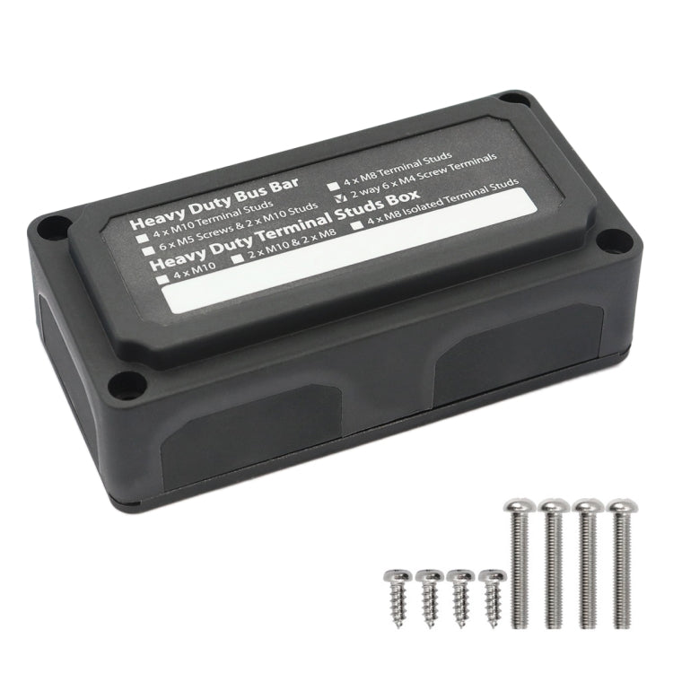 Max DC 48V 100A Heavy-Duty การออกแบบโมดูล Bus Bar 4 M6 / 12 M4 Terminal Studs กล่อง Busbar สำหรับรถยนต์/RV/เรือ, 100A