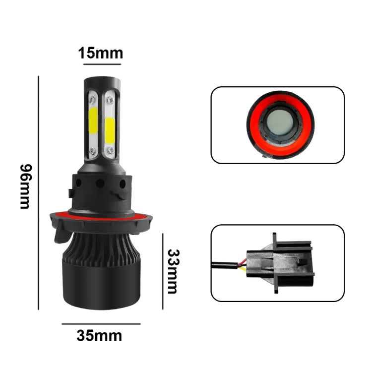 2 ชิ้น S2 H13 / 9008 DC9-36V / 25W / 6000K / 2500LM IP68 ไฟหน้ารถ LED, H13 / 9008