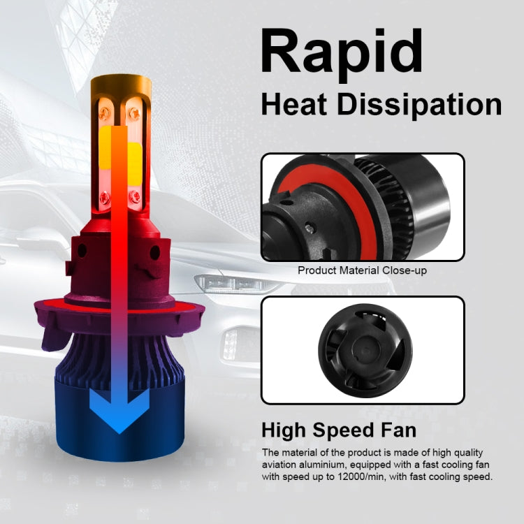 2 ชิ้น S2 H13 / 9008 DC9-36V / 25W / 6000K / 2500LM IP68 ไฟหน้ารถ LED, H13 / 9008