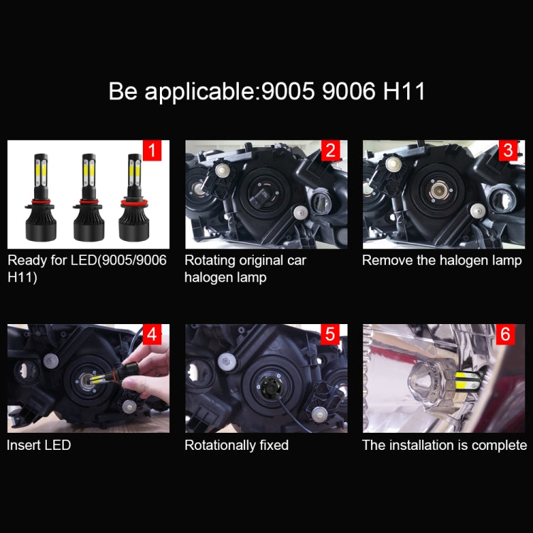 2 ชิ้น S2 9006 / HB4 DC9-36V / 25W / 6000K / 2500LM IP68 ไฟหน้ารถ LED, 9006 / HB4