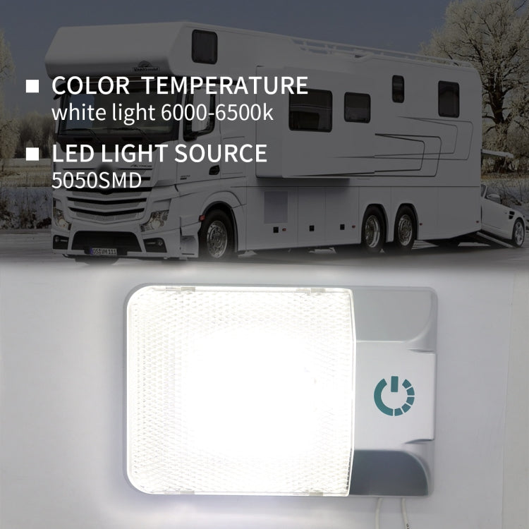 D4376S DC11-18V 3.6W 6000-6500K IP50 24LEDs SMD-5050 Marine RV หรี่แสงได้ LED Dome Light โคมไฟเพดานพร้อม Touch Control, D4376S