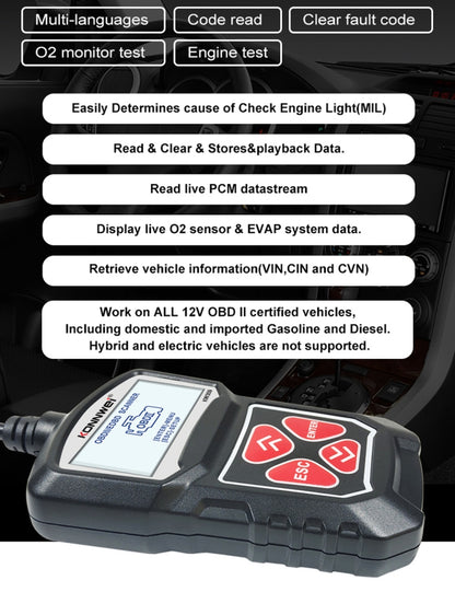 KONNWEI KW309 V309 V310 MS309 เครื่องอ่านโค้ด OBD2 เครื่องสแกนเนอร์เครื่องมือวินิจฉัย, KW309