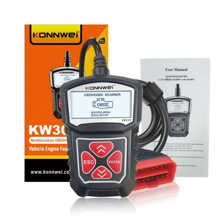 KONNWEI KW309 V309 V310 MS309 เครื่องอ่านโค้ด OBD2 เครื่องสแกนเนอร์เครื่องมือวินิจฉัย, KW309