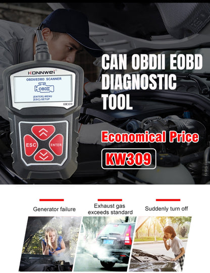 KONNWEI KW309 V309 V310 MS309 เครื่องอ่านโค้ด OBD2 เครื่องสแกนเนอร์เครื่องมือวินิจฉัย, KW309