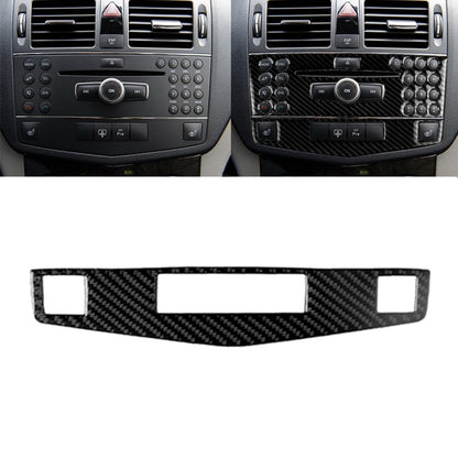 รถคาร์บอนไฟเบอร์แผงคอนโซลกลางสติกเกอร์ตกแต่งสำหรับ Mercedes-Benz W204 C Class 2007-2010, Center Console Panel