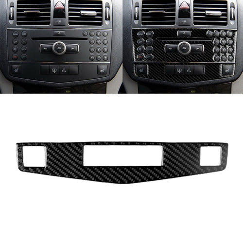 รถคาร์บอนไฟเบอร์แผงคอนโซลกลางสติกเกอร์ตกแต่งสำหรับ Mercedes-Benz W204 C Class 2007-2010, Center Console Panel
