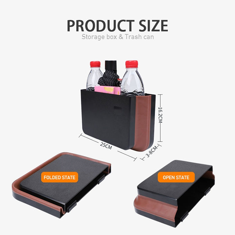 929 ถังขยะแบบแขวนพับได้พร้อมโต๊ะเล็กในรถยนต์, with Small Table Black