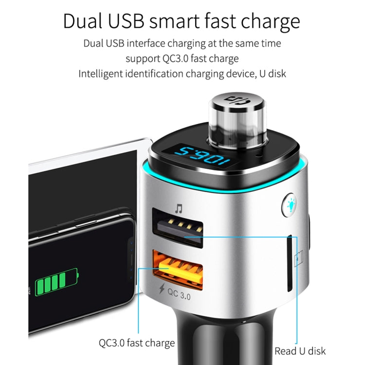BC42 บลูทู ธ 5.0 มัลติฟังก์ชั่นรถโคมไฟบรรยากาศสีสันสดใสเครื่องเล่น MP3 รองรับการ์ด TF และดิสก์ U และ FM, BC42