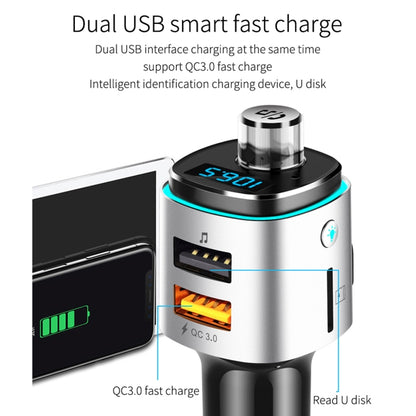 BC42 บลูทู ธ 5.0 มัลติฟังก์ชั่นรถโคมไฟบรรยากาศสีสันสดใสเครื่องเล่น MP3 รองรับการ์ด TF และดิสก์ U และ FM, BC42