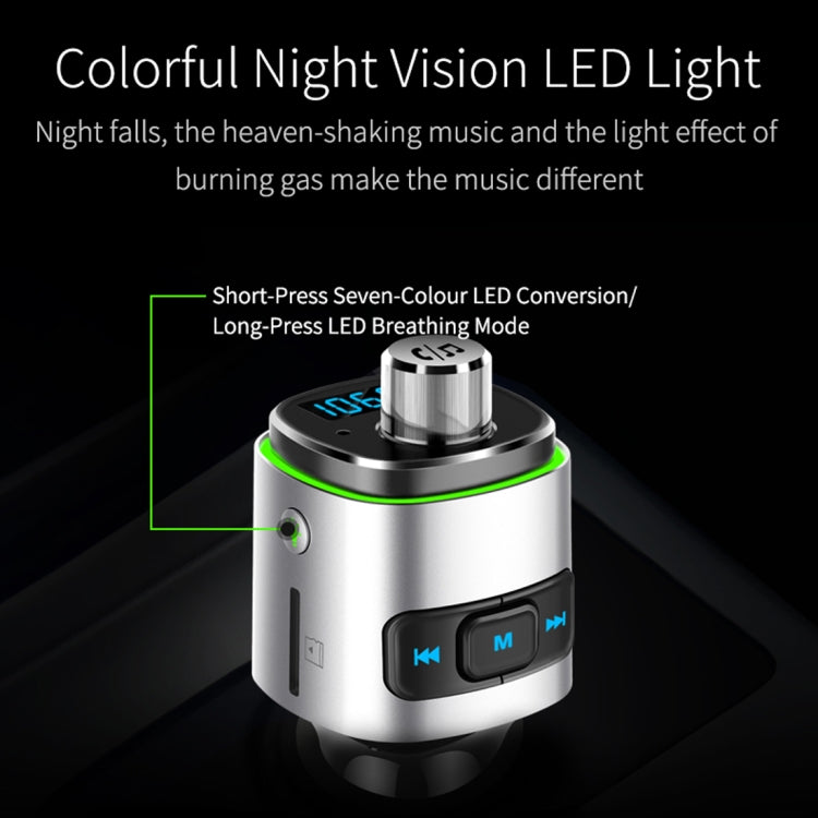 BC42 บลูทู ธ 5.0 มัลติฟังก์ชั่นรถโคมไฟบรรยากาศสีสันสดใสเครื่องเล่น MP3 รองรับการ์ด TF และดิสก์ U และ FM, BC42
