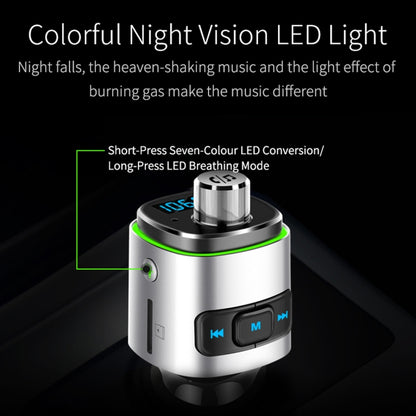 BC42 บลูทู ธ 5.0 มัลติฟังก์ชั่นรถโคมไฟบรรยากาศสีสันสดใสเครื่องเล่น MP3 รองรับการ์ด TF และดิสก์ U และ FM, BC42