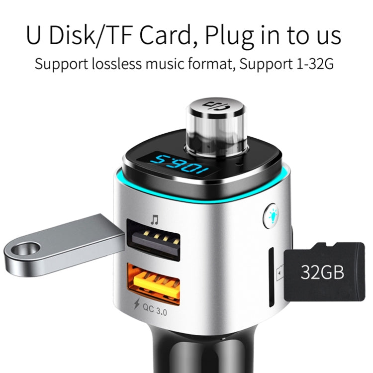 BC42 บลูทู ธ 5.0 มัลติฟังก์ชั่นรถโคมไฟบรรยากาศสีสันสดใสเครื่องเล่น MP3 รองรับการ์ด TF และดิสก์ U และ FM, BC42