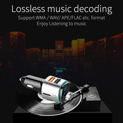 BC42 บลูทู ธ 5.0 มัลติฟังก์ชั่นรถโคมไฟบรรยากาศสีสันสดใสเครื่องเล่น MP3 รองรับการ์ด TF และดิสก์ U และ FM, BC42
