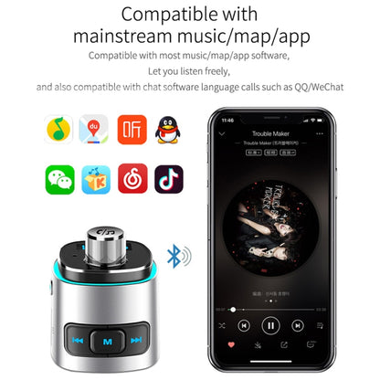 BC42 บลูทู ธ 5.0 มัลติฟังก์ชั่นรถโคมไฟบรรยากาศสีสันสดใสเครื่องเล่น MP3 รองรับการ์ด TF และดิสก์ U และ FM, BC42