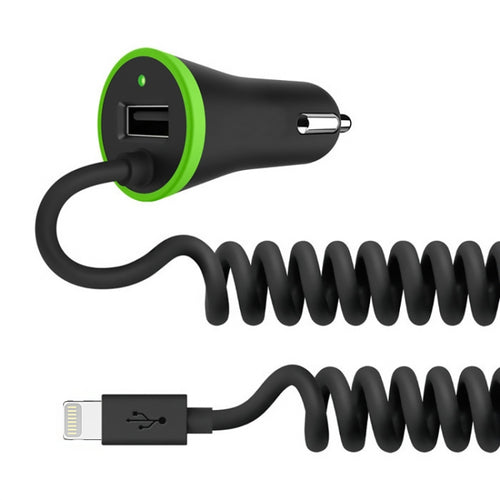 เครื่องชาร์จในรถยนต์ USB ขนาดเล็ก 17W 3.4A พร้อมสายสปริง 8 พิน, 8 Pin