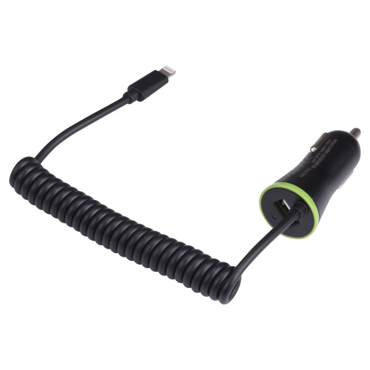 เครื่องชาร์จในรถยนต์ USB ขนาดเล็ก 17W 3.4A พร้อมสายสปริง 8 พิน, 8 Pin