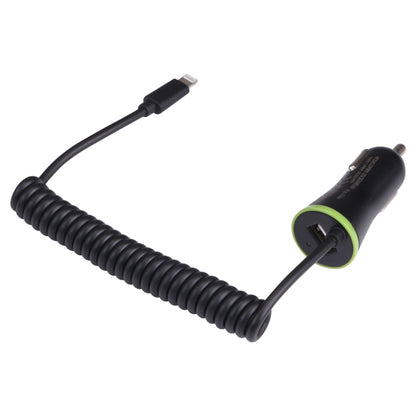 เครื่องชาร์จในรถยนต์ USB ขนาดเล็ก 17W 3.4A พร้อมสายสปริง 8 พิน, 8 Pin
