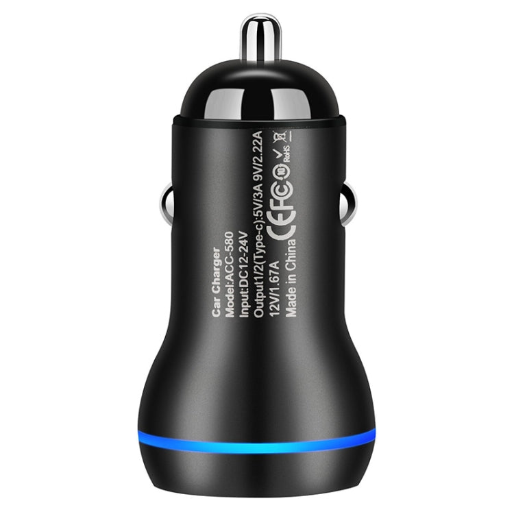 ACC-580 PD 40W พอร์ต Dual Type-C / USB-C ที่ชาร์จในรถยนต์แบบชาร์จเร็ว, ACC-580