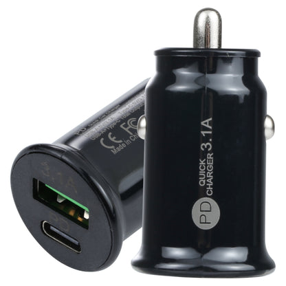 TE339PD 3.1A PD USB-C / Type-C + อินเทอร์เฟซ USB เครื่องชาร์จในรถยนต์แบบชาร์จไฟขนาดเล็ก
