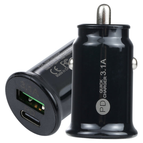 TE339PD 3.1A PD USB-C / Type-C + อินเทอร์เฟซ USB เครื่องชาร์จในรถยนต์แบบชาร์จไฟขนาดเล็ก