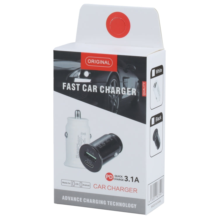TE339PD 3.1A PD USB-C / Type-C + อินเทอร์เฟซ USB เครื่องชาร์จในรถยนต์แบบชาร์จไฟขนาดเล็ก