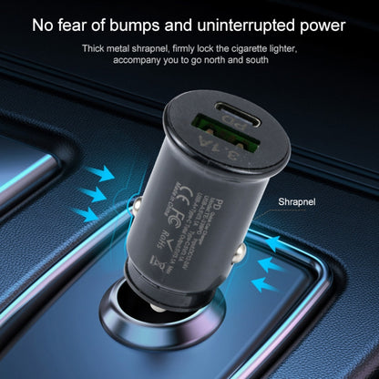 TE339PD 3.1A PD USB-C / Type-C + อินเทอร์เฟซ USB เครื่องชาร์จในรถยนต์แบบชาร์จไฟขนาดเล็ก