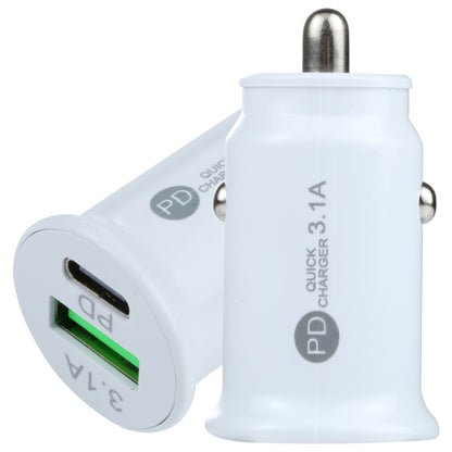 TE339PD 3.1A PD USB-C / Type-C + อินเทอร์เฟซ USB เครื่องชาร์จในรถยนต์แบบชาร์จไฟขนาดเล็ก