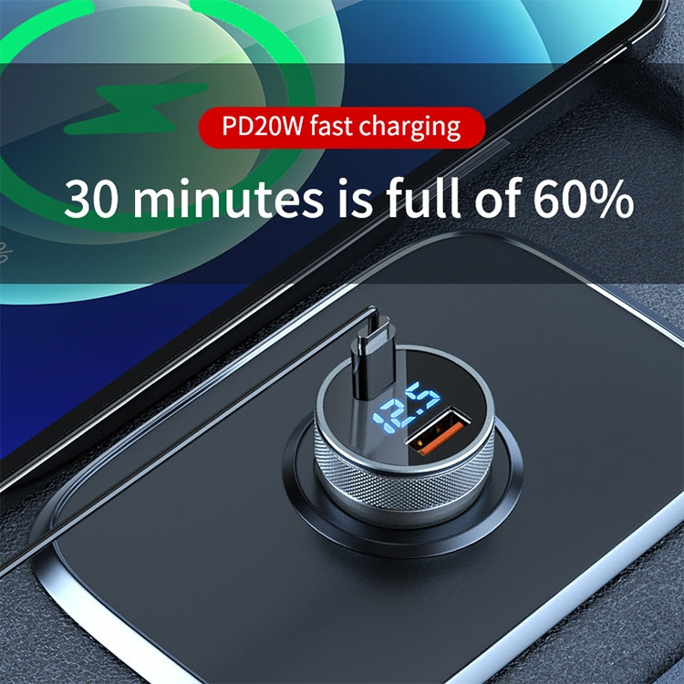 ACC-568 PD 20W USB-C / Type-C + USB จอแสดงผลดิจิตอลเครื่องชาร์จในรถยนต์แบบชาร์จเร็ว, ACC-568