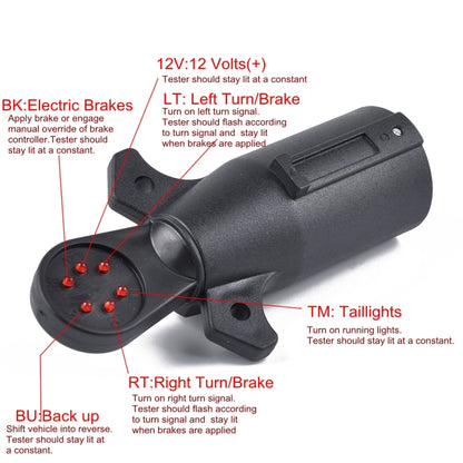 12V 7-Way Blade Trailer สายไฟเครื่องทดสอบวงจรรอบอะแดปเตอร์ 7 Pin US ปลั๊กสัญญาณเครื่องทดสอบ, Signal Tester