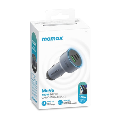 MOMAX UC17E 100W USB-C / Type-C x 2 + USB สามพอร์ตที่ชาร์จแบตในรถ, 100W
