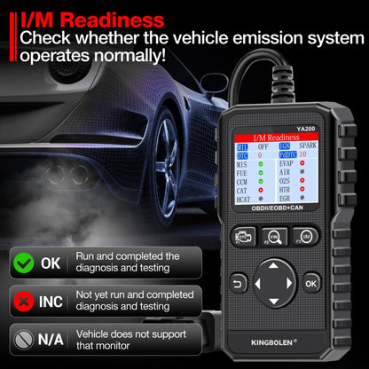 KINGBOLEN YA200 OBD2 เครื่องมือวินิจฉัยความผิดของรถยนต์เครื่องวิเคราะห์ความผิด, YA200