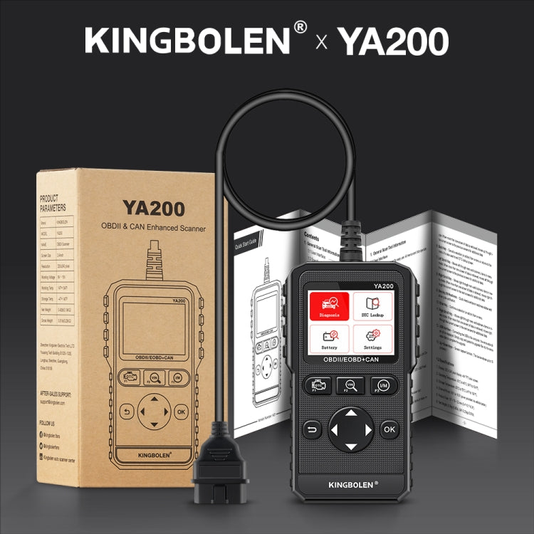 KINGBOLEN YA200 OBD2 เครื่องมือวินิจฉัยความผิดของรถยนต์เครื่องวิเคราะห์ความผิด, YA200