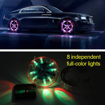 4 ชิ้นพลังงานแสงอาทิตย์ LED ยางรถตกแต่งไฟกระพริบที่มีสีสันดุมล้อไฟบรรยากาศการควบคุมระยะไกลอินฟราเรด, Infrared Remote Control