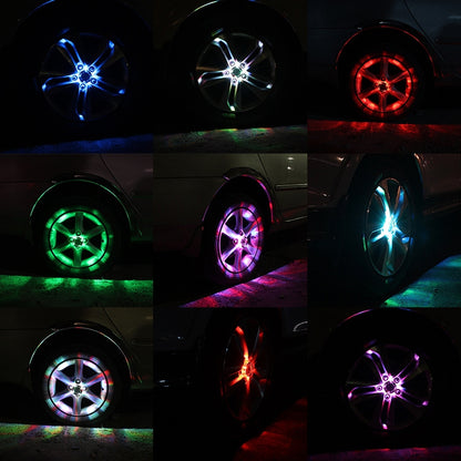 4 ชิ้นพลังงานแสงอาทิตย์ LED ยางรถตกแต่งไฟกระพริบที่มีสีสันดุมล้อไฟบรรยากาศการควบคุมระยะไกลอินฟราเรด, Infrared Remote Control