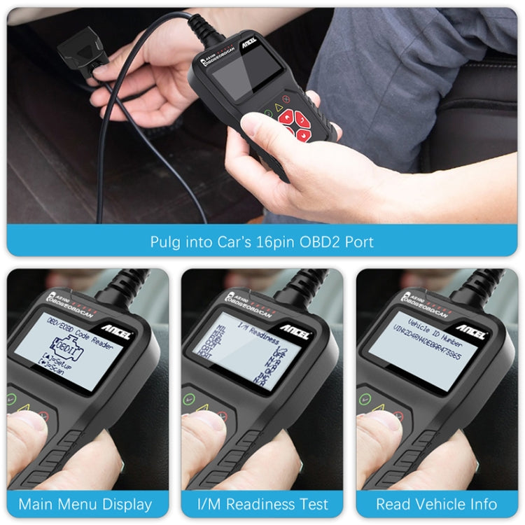Ancel AS100 รถเครื่องตรวจจับข้อบกพร่องOBDIIเครื่องยนต์Fault Light Clear, AS100