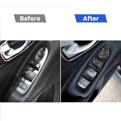 4 ชิ้นรถยนต์คาร์บอนไฟเบอร์หน้าต่างยกแผงสติกเกอร์ตกแต่งสำหรับ Infiniti Q50, ไดรฟ์ซ้าย, Window Lift Panel (B)