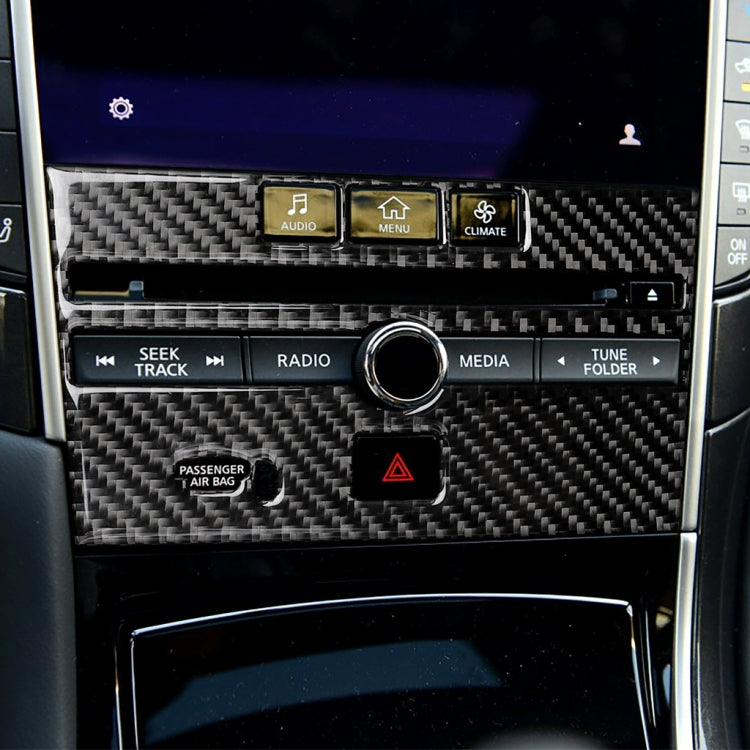 รถคาร์บอนไฟเบอร์ซีดีแผงคอนโซลสติกเกอร์ตกแต่งสำหรับอินฟินิตี้ Q50 / Q60, CD Console Panel  (B)