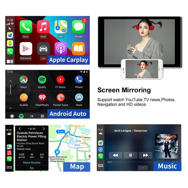 ระบบนำทางรถยนต์สำหรับ Android / Apple Carplay โมดูลบลูทูธไร้สายอัตโนมัติสมาร์ทโฟน USB Carplay Adapter, CPC200-Autokit