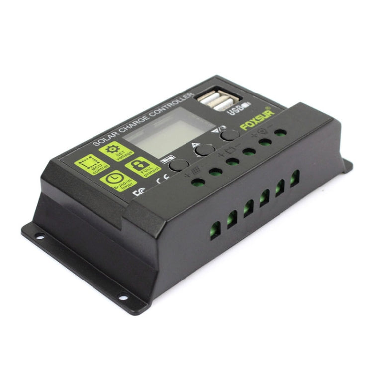 FOXSUR 10A เครื่องควบคุมการชาร์จพลังงานแสงอาทิตย์ 12V / 24V เครื่องควบคุมการระบุอัตโนมัติ, 10A