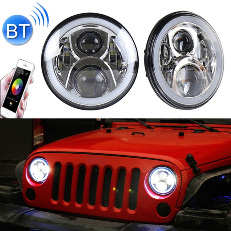 2 ชิ้น 7 นิ้ว DC12V 6000K-6500K 50W รถยนต์ LED ไฟหน้า Cree โคมไฟลูกปัดสำหรับรถจี๊ปแรงเลอร์ / ฮาร์เลย์, สนับสนุน APP + การควบคุมบลูทู ธ, DC12V 6000K-6500K 50W