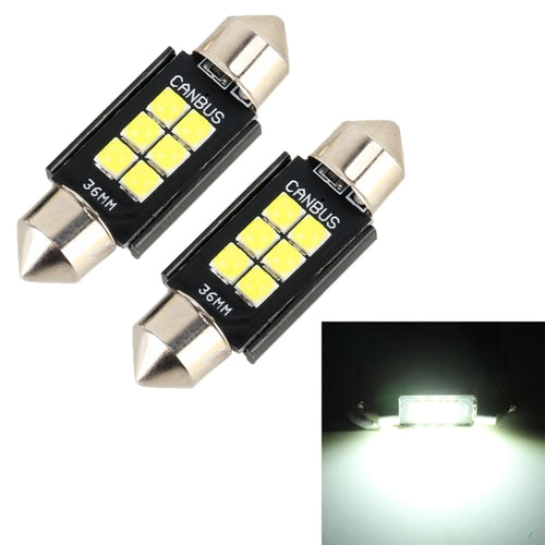 2 ชิ้น 36 มิลลิเมตร DC12V / 2.5 วัตต์ / 6000K / 170LM 6LEDs SMD-3030 รถโคมไฟอ่านหนังสือโดมแสง, 36mm