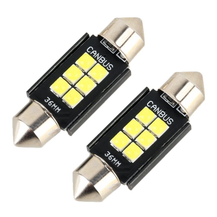 2 ชิ้น 36 มิลลิเมตร DC12V / 2.5 วัตต์ / 6000K / 170LM 6LEDs SMD-3030 รถโคมไฟอ่านหนังสือโดมแสง, 36mm