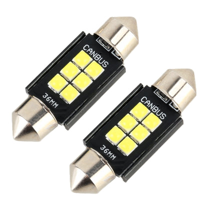 2 ชิ้น 36 มิลลิเมตร DC12V / 2.5 วัตต์ / 6000K / 170LM 6LEDs SMD-3030 รถโคมไฟอ่านหนังสือโดมแสง, 36mm