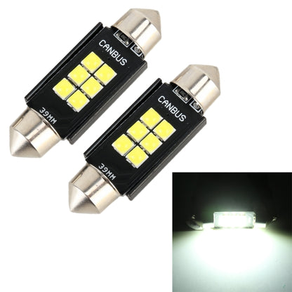 2 ชิ้น 39 มิลลิเมตร DC12V / 2.5 วัตต์ / 6000K / 170LM 6LEDs SMD-3030 รถ โคมไฟอ่านหนังสือโดมแสง, 39mm