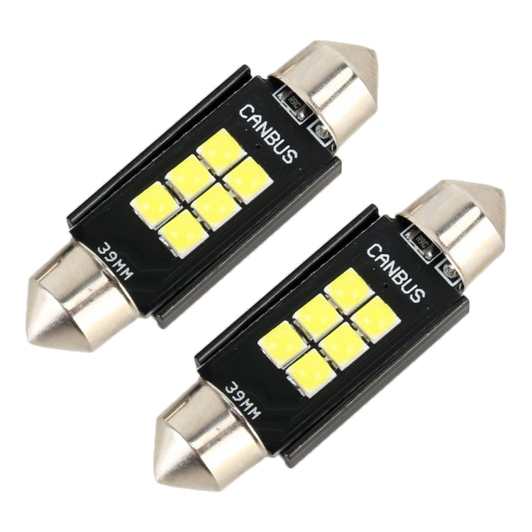 2 ชิ้น 39 มิลลิเมตร DC12V / 2.5 วัตต์ / 6000K / 170LM 6LEDs SMD-3030 รถ โคมไฟอ่านหนังสือโดมแสง, 39mm