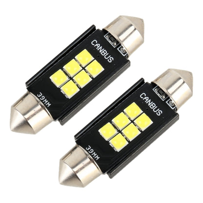 2 ชิ้น 39 มิลลิเมตร DC12V / 2.5 วัตต์ / 6000K / 170LM 6LEDs SMD-3030 รถ โคมไฟอ่านหนังสือโดมแสง, 39mm